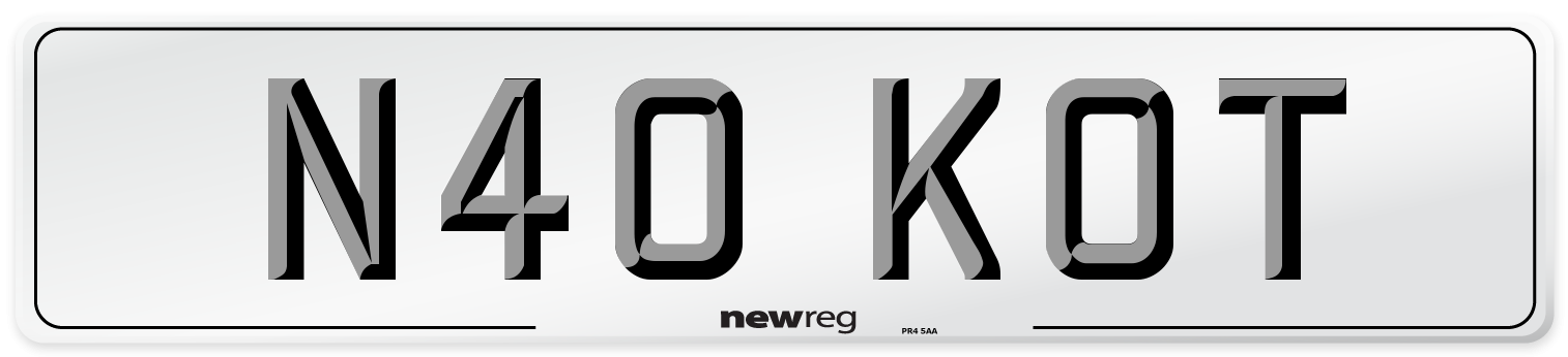 N40 KOT Number Plate from New Reg